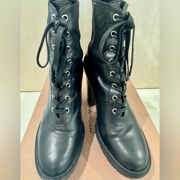 Gianvito Rossi Black Lace Up Boots with Chunky Heel Size 39 - Picture 7 of 14
